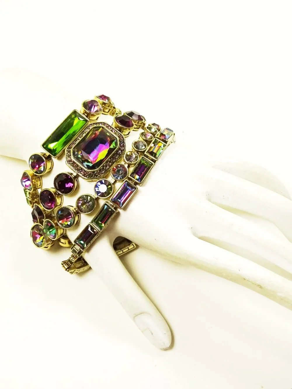 HEIDI DAUS Multicolor Alexandrite Like Swarovski Crystals Set of Four Bracelets